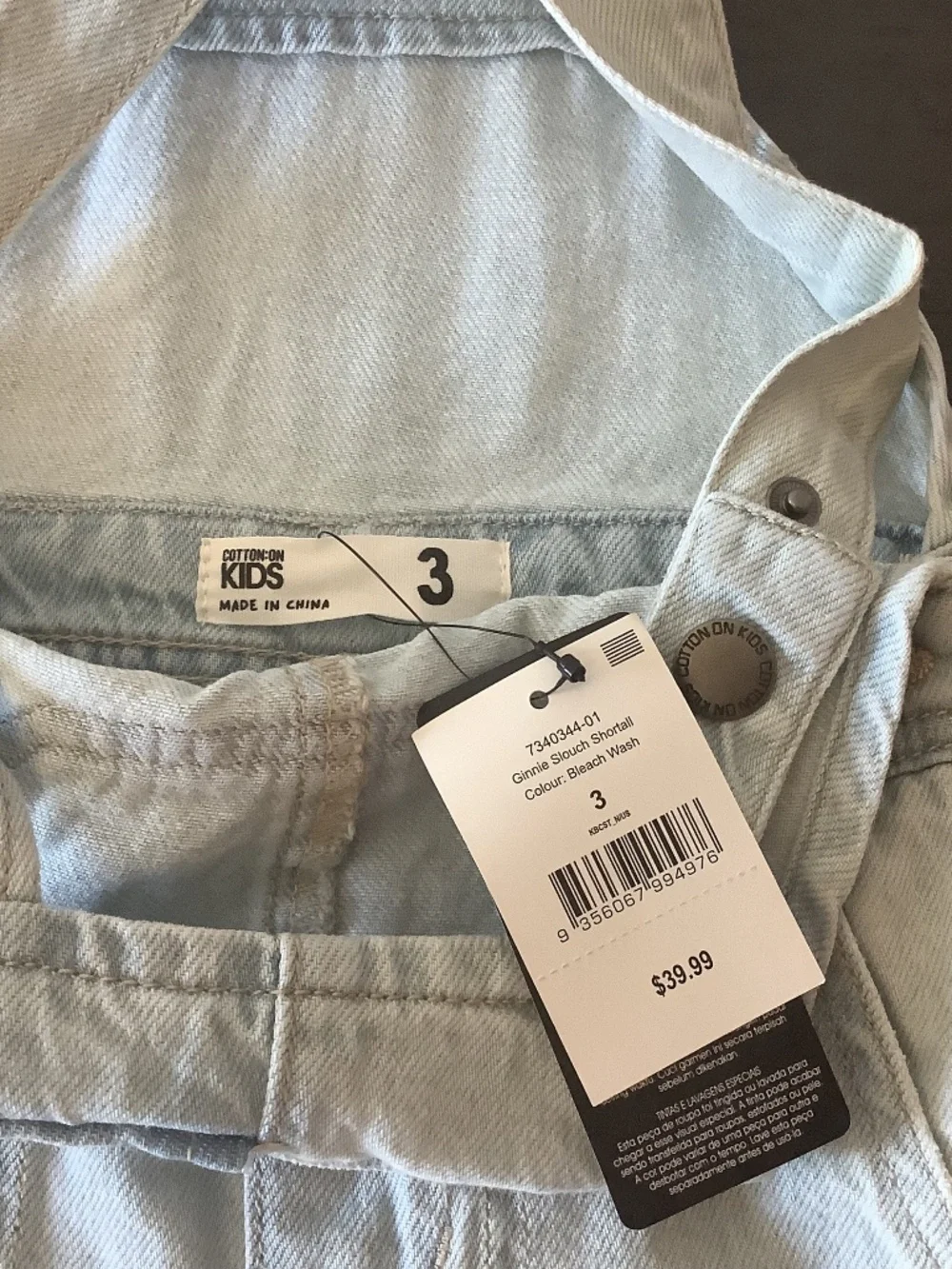 NWT COTTON ON KIDS Girls Slouch Shortall Denim & Retro MTV Tee Size 3 Outfit 2PC